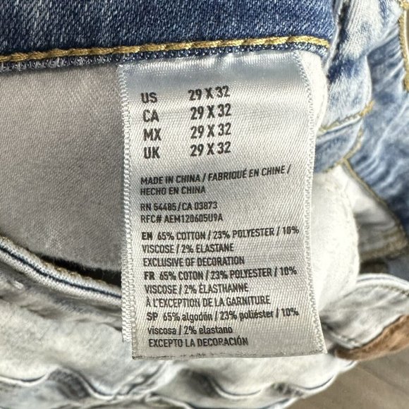 American Eagle Jeans 29 Faded Distressed Wash Extreme Flex Denim Blue - Picture 6 of 6